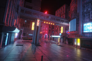 C4D工程霓虹灯朋克风格场景-CG中心网