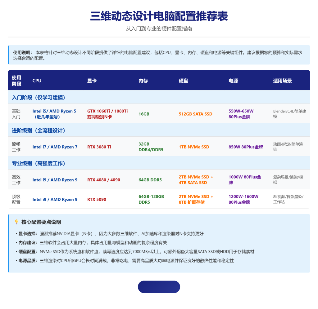 三维动态设计入门电脑配置一览表-CG中心网